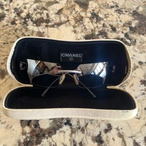 CHANEL  Silver Sunglasses with crystals , authentic vintage